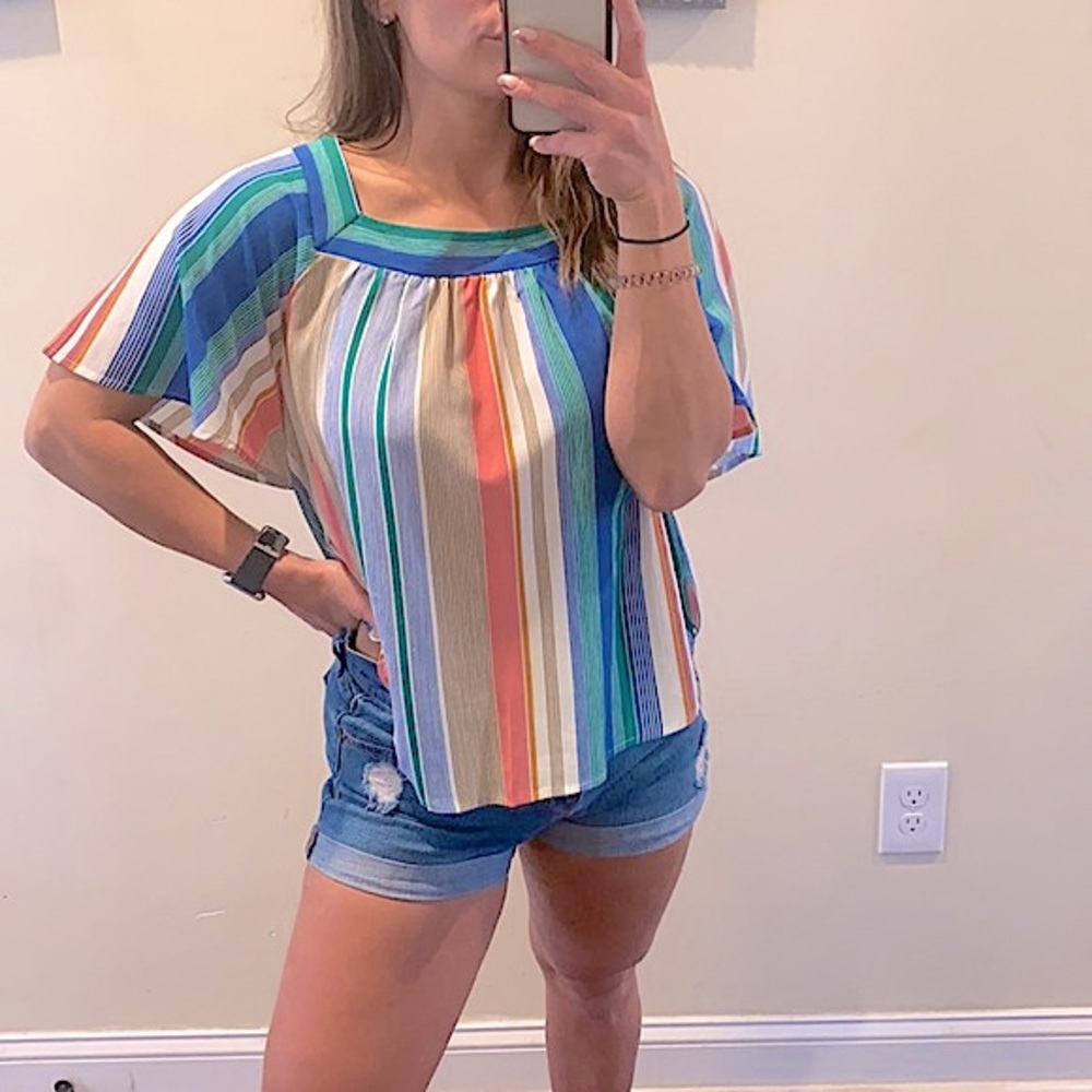 Urban Romantics Square Neck Short Sleeve Top